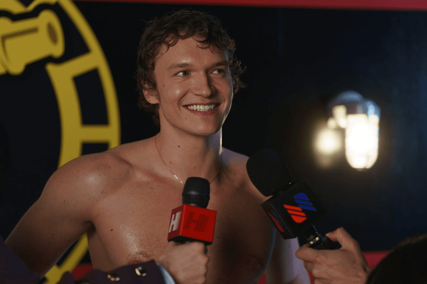 Heated Rivalry still (grayscale)